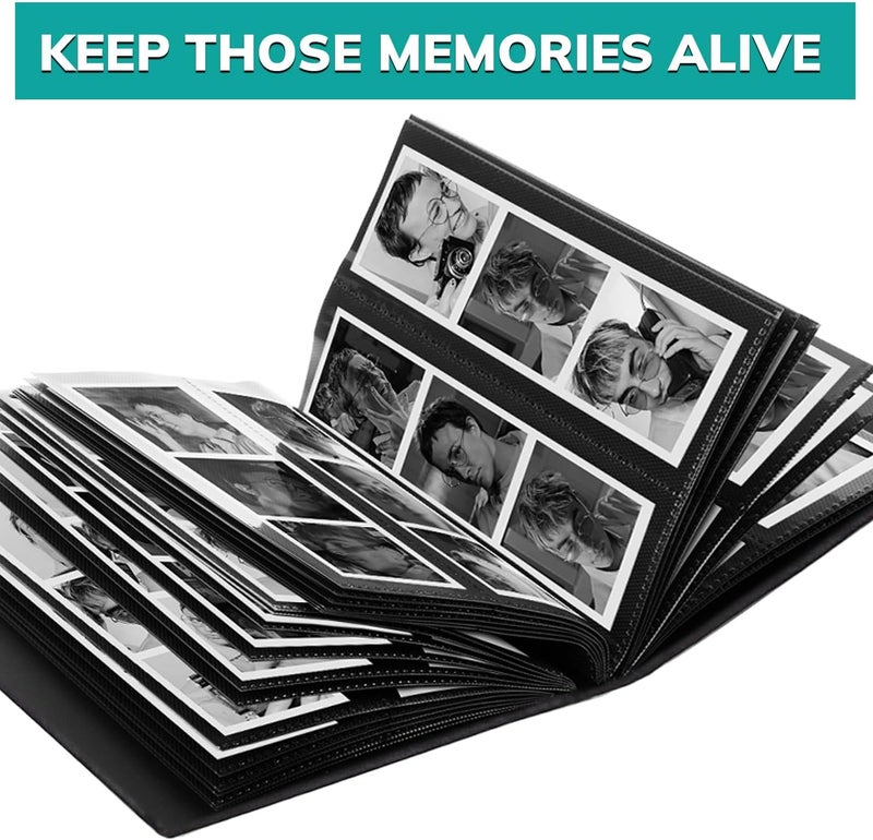 pbf PHOTO BOOTH FRAMES pbf Photo Booth Album | 2x6 Photo Album w/Picture Sleeves | 2x6 Strips Memory Book | Photo Strip Album | Wedding Photo Album for Photo Booth Pictures | 100 Pages, Holds 200 Photos (Black, 1-Pack) - Image 3